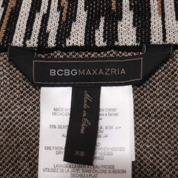 BCBG MAXAZRIA マックスアズリア 通年 シルク ニット 総柄★ ライダースジップ ジャケット Sz.XS　レディース　E4T00308_2#O_画像5