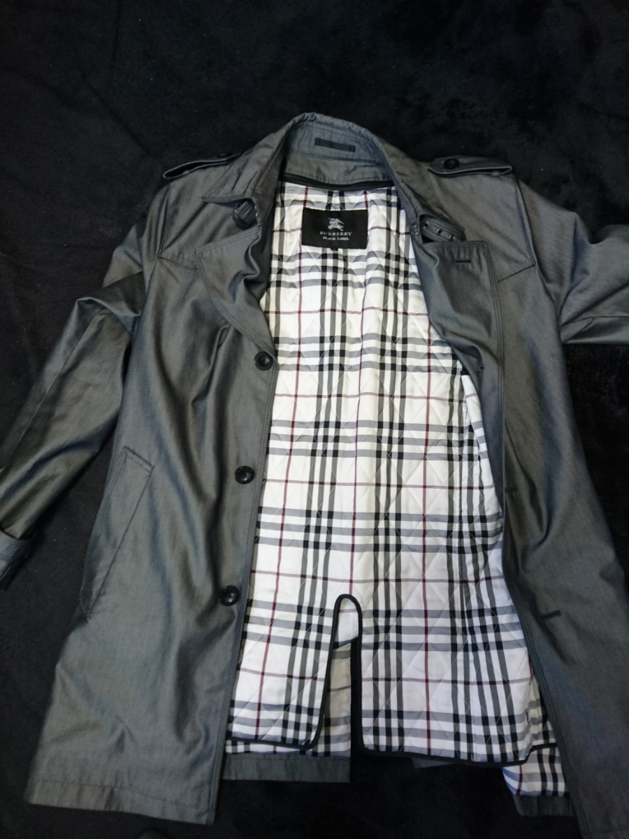 BURBERRY BLACK LABEL トレンチコート グレー フォーマル バーバリーブラックレーベル 美品 お洒落 人気 綺麗目 ステンカラー 高級