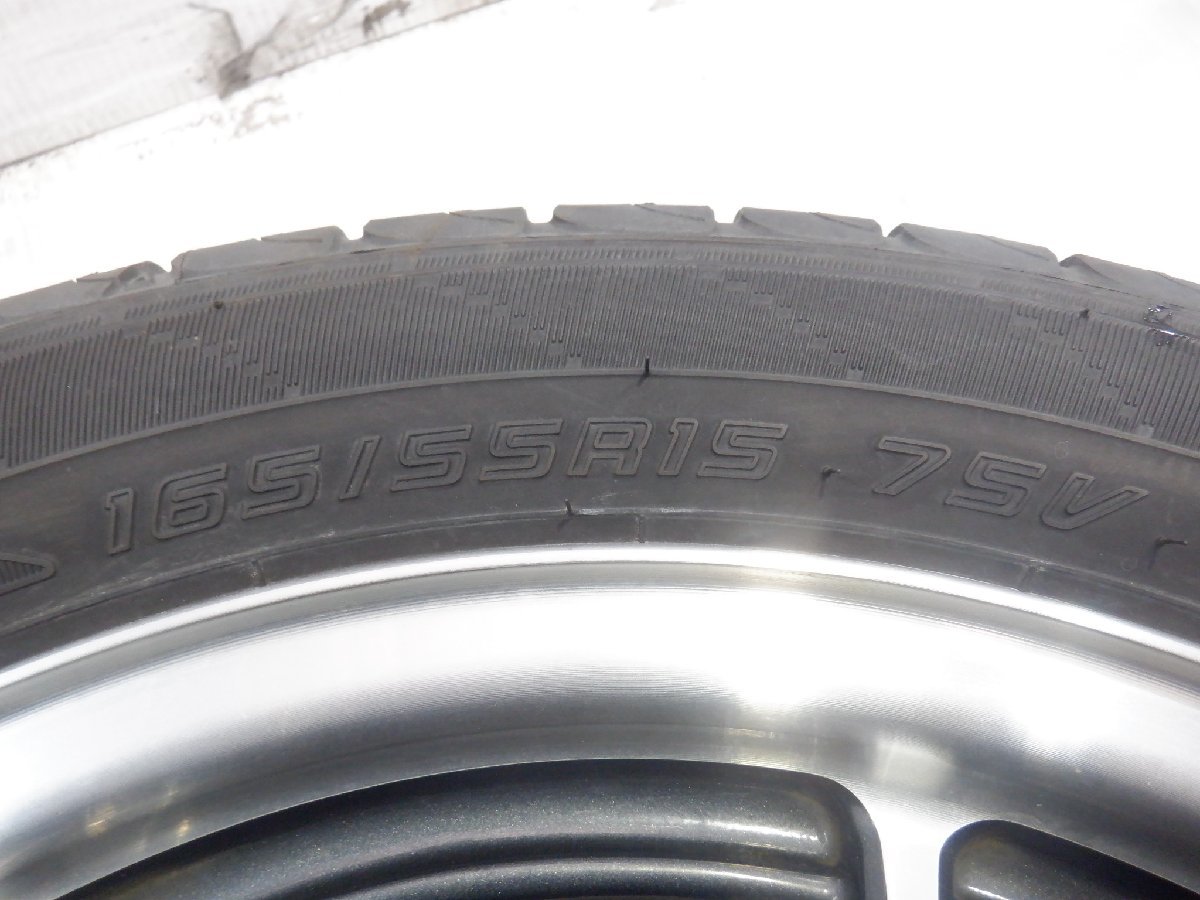 ②☆HA36S アルト ターボ RS☆ 4H 100 4.5J +45 15インチ スズキ純正 アルミホイール タイヤ 165/55R15 DUNLOP 1本の画像4