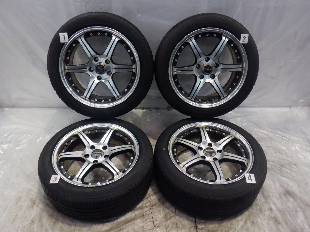 ☆21年製 バリ山☆ 5H 114.3 7.5J +50 17インチ 社外品 B.I.M DRIFTMASTER アルミホイール タイヤ 205/50R17 Toyo 4本_画像1