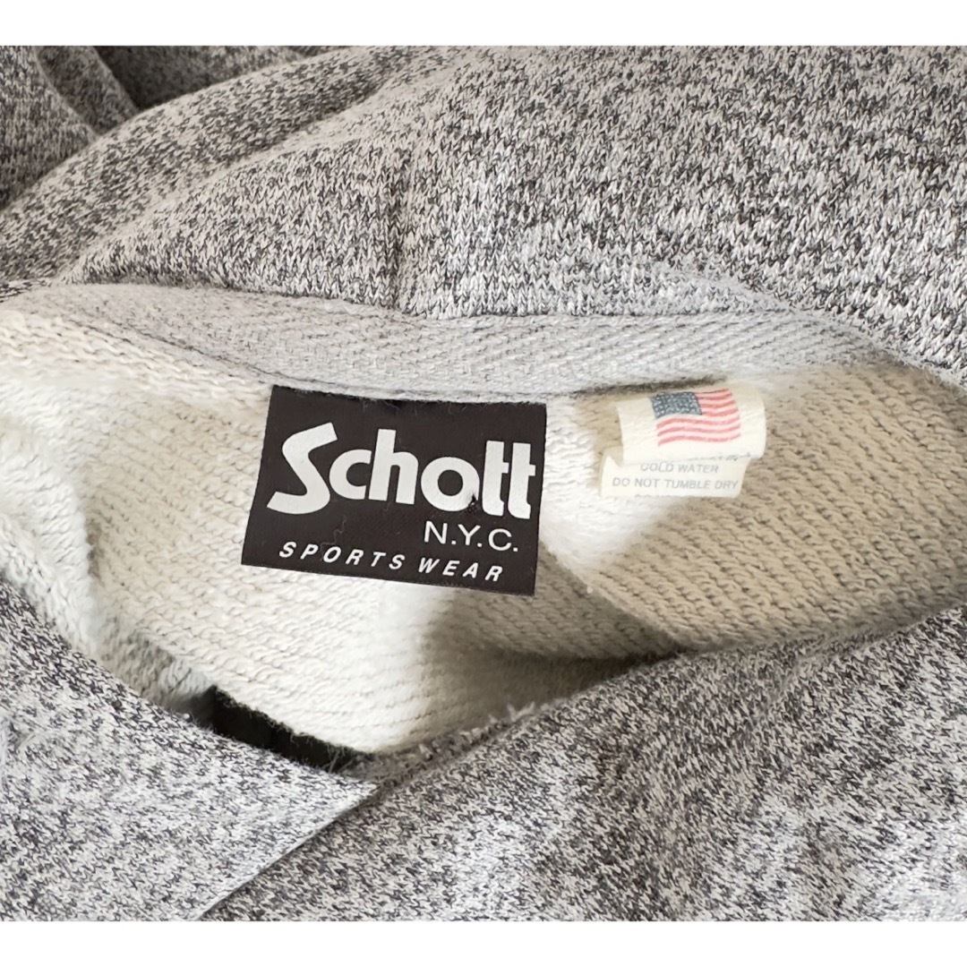 Mサイズ Schott ショット パーカー 無地 グレー 杢グレー メンズ スウェット スエット_画像6