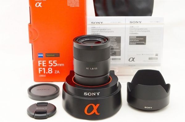 ☆美品☆ Sony ソニー Zeiss Sonnar T＊ FE 55mm F1.8 ZA SEL55F18Z 元箱 付属品 ♯24012701