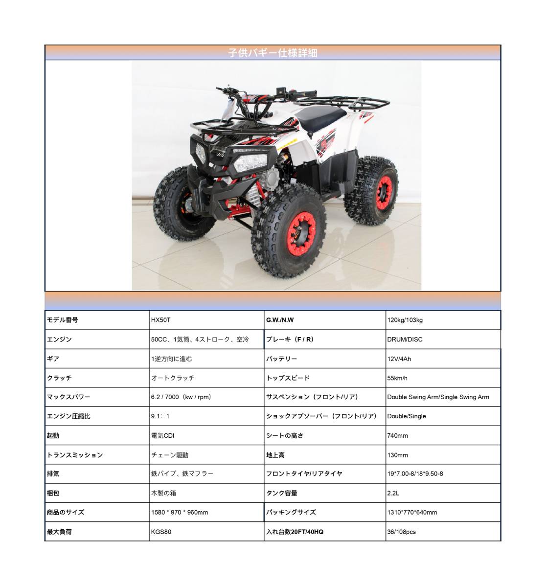 日本未発売 ACE POWER ATV 50cc 4輪 バギー AT 新車 ミニカー登録OK_画像10