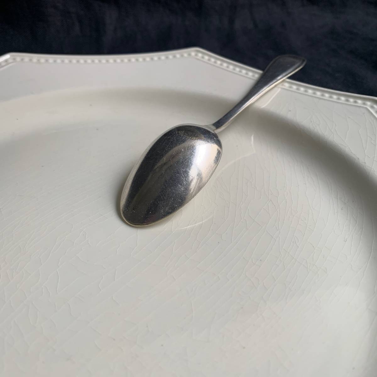 フランス 1920-40s デザート スプーン シルバー プレート フォーク ディナー 銀 カトラリー 皿 陶器 白磁 美術 骨董 アンティーク 2の画像7
