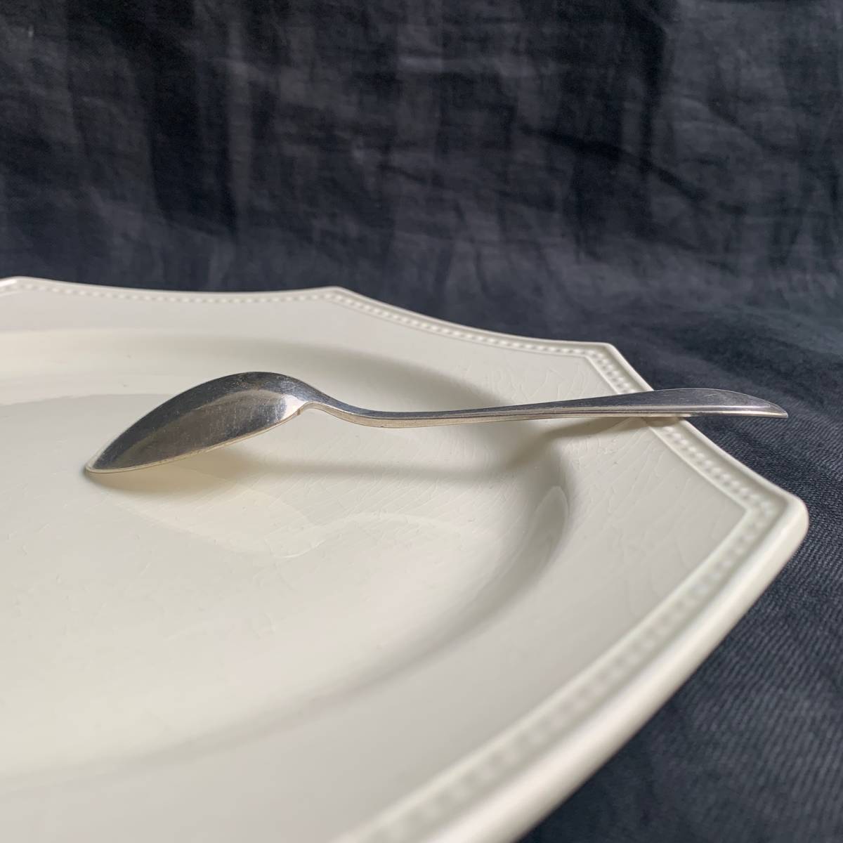 フランス 1920-40s デザート スプーン シルバー プレート フォーク ディナー 銀 カトラリー 皿 陶器 白磁 美術 骨董 アンティーク 2の画像8
