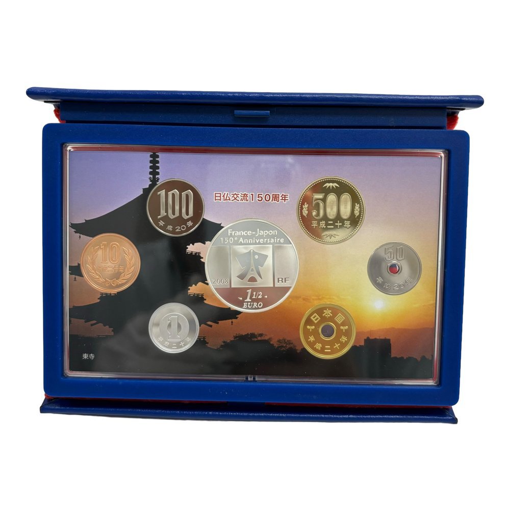 24-373【美品】日仏交流150周年 プルーフ貨幣セット 2008 額面666円 フランス造幣局 1 1/2ユーロ貨幣入り_画像2