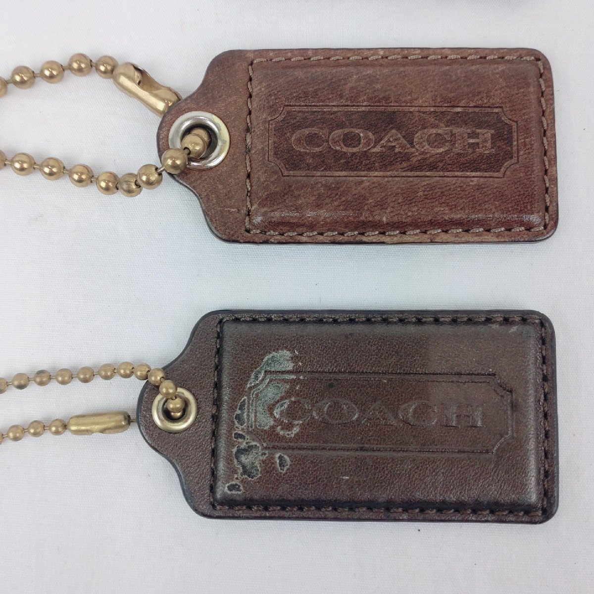 ≪I≫COACH バッグチャーム まとめ売り ブラウン 大きめ レザー タグ キーホルダー チャーム コーチの画像3