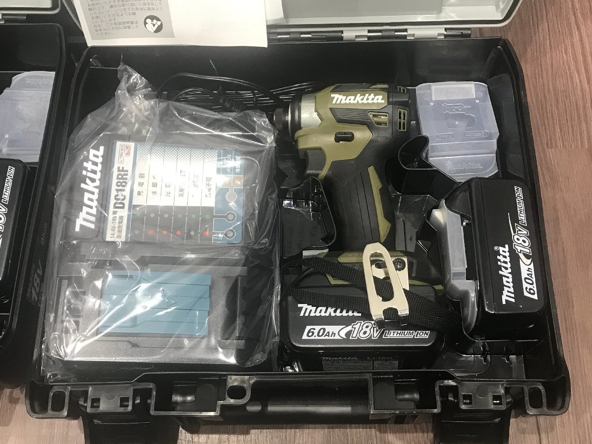 【動作確認済み】Makita マキタ TD173DRGXB インパクトドライバー ブルー オリーブ2個セット 各バッテリー2個/充電器付き/ケース付き 中古_画像2