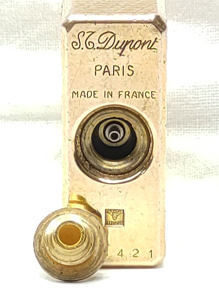 【火花確認・清掃済】S.T Dupont デュポン ライン1 ショート 1S ガスライター ガス黄色 ローラー式 ゴールドカラー 喫煙具_画像9