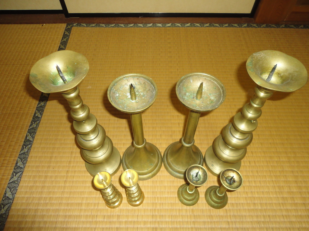 ●燭台セット。昭和の中古保管品です。4組8本、神具　祭礼具　ろうそく台　蝋燭台_画像5