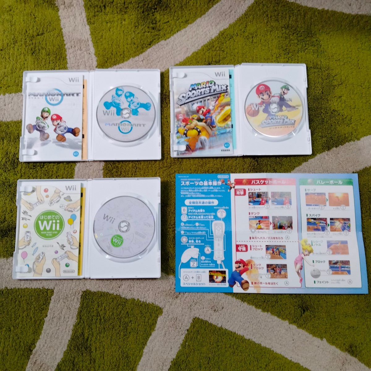 ☆超美品☆任天堂 Wiiソフト 3本セット『マリオカート＋マリオスポーツミックス＋はじめてのWiiなど』　※Nintendo　※即決　～送料無料～