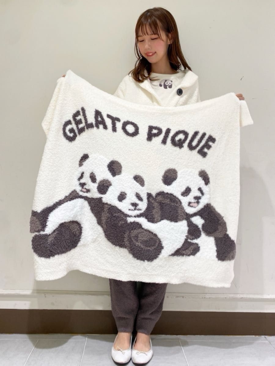 ジェラートピケ ジェラピケ パンダジャガードブランケット オフ ジェラートピケ ジェラピケ パンダジャガードブランケット オフ