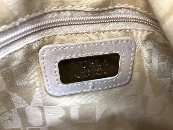  Furla FURLA handbag leather pink beige bag bag lady's sack attaching 