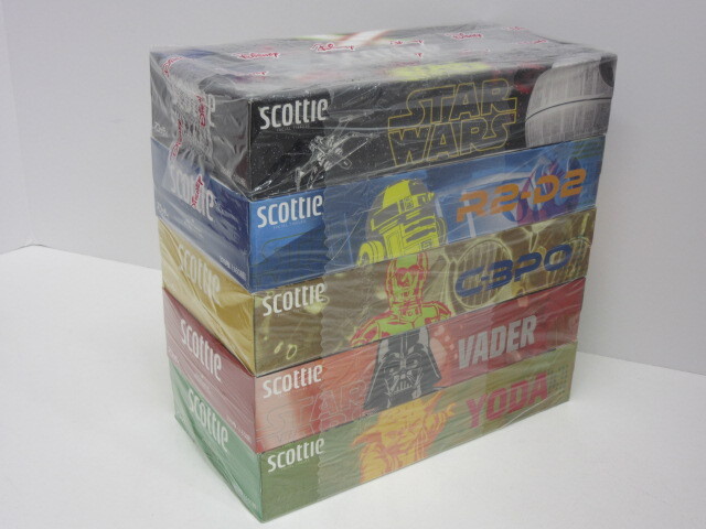 雑貨祭 新品未開封 STARWARS スターウォーズ scottie スコッティ BOX ティッシュ 320枚×5個パック 雑貨の画像1