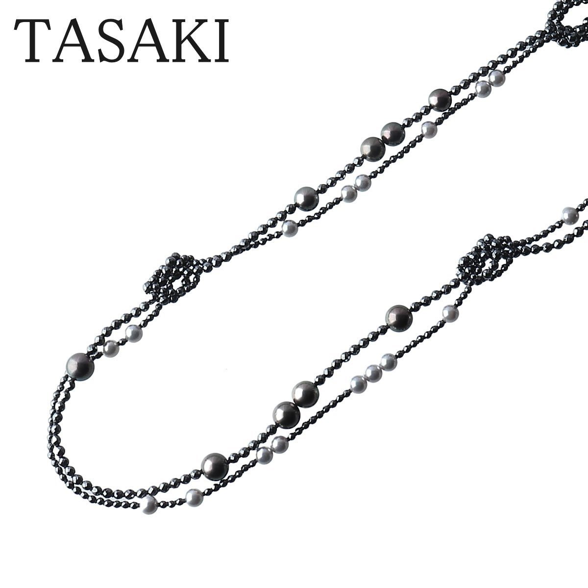 【1円スタート】タサキ ブラックパール ネックレス 2連 ロング ヘマタイト パール7.0mm～11.3mm 97cm 925SV 田崎 TASAKI【15019】