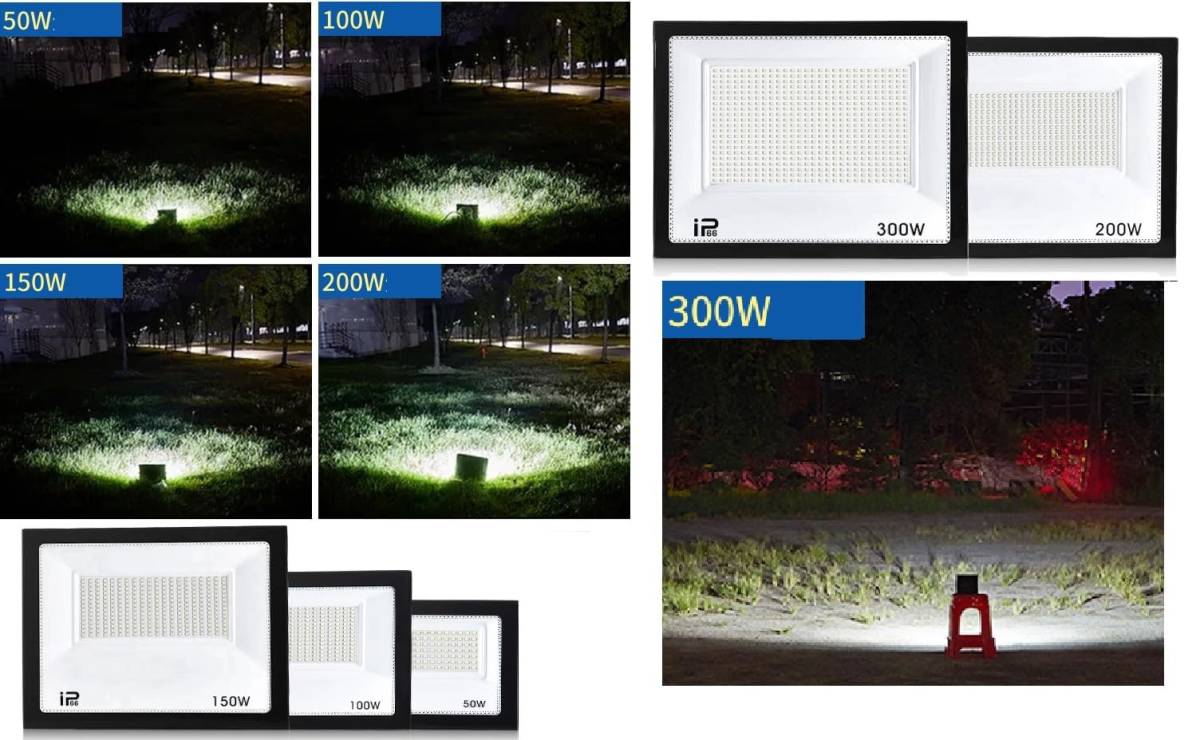 1台　300W 　買い得　IP66防水 LED 投光器 作業灯35000ml 3500W相当 100V/200V 85-265V対応 フラッドライト 省エネ 高輝度 アース付き_画像5