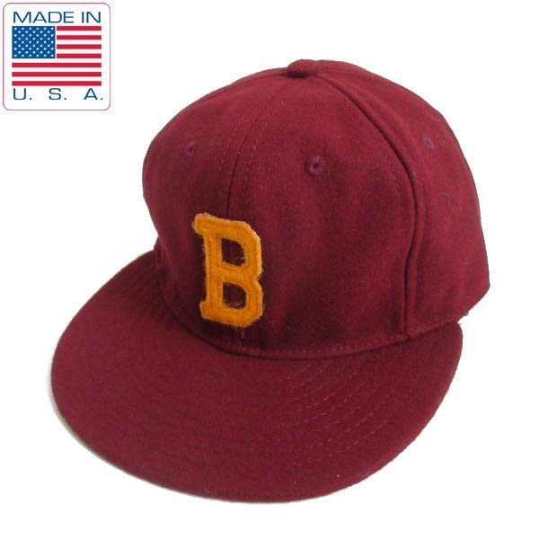 新品 USA製 エベッツフィールド フランネル BBキャップ SIZE7 バーガンディ系 ベースボールキャップ 帽子 ウール D148-41-0050XV