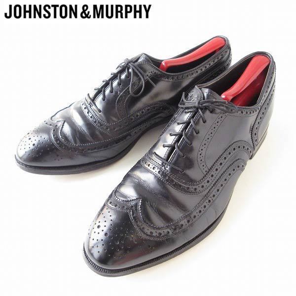 高級品 USA製 ジョンストン&マーフィー ウィングチップ シューズ 黒 28cm 内羽根 ショートウィング メンズ 靴 d126-32-0053ZV