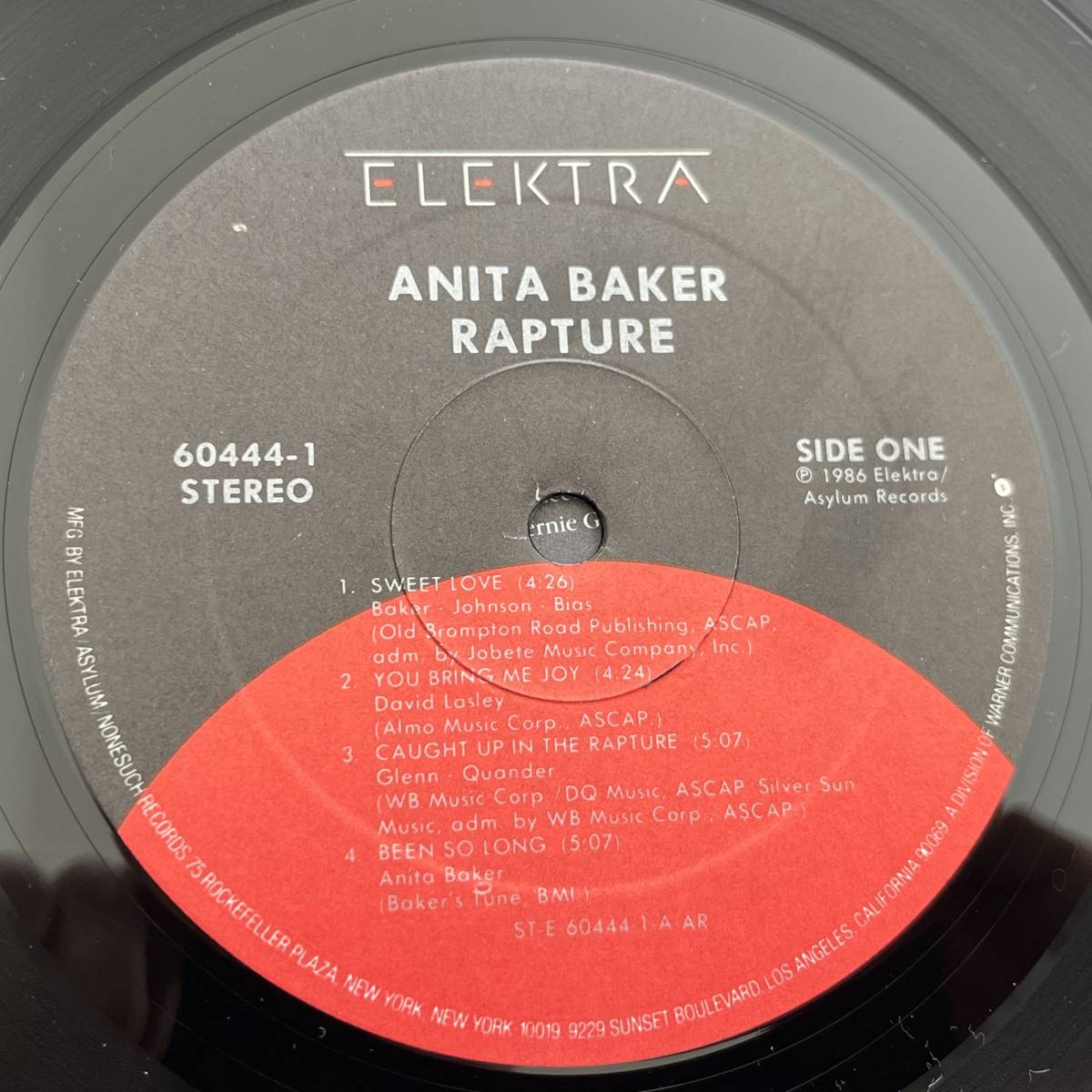 【US盤/Vinyl/12''/Elektra/60444-1/86年盤/with ハイプステッカー,Inner,Shrink残】Anita Baker / Rapture .............. //Funk,Soul//_画像5