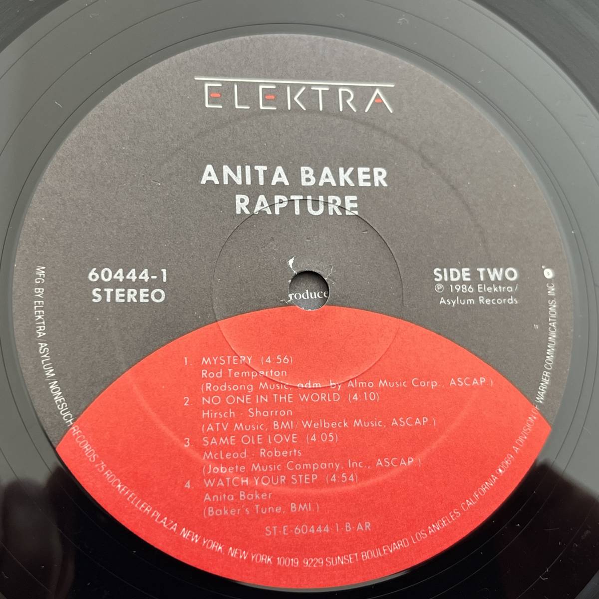 【US盤/Vinyl/12''/Elektra/60444-1/86年盤/with ハイプステッカー,Inner,Shrink残】Anita Baker / Rapture .............. //Funk,Soul//_画像6