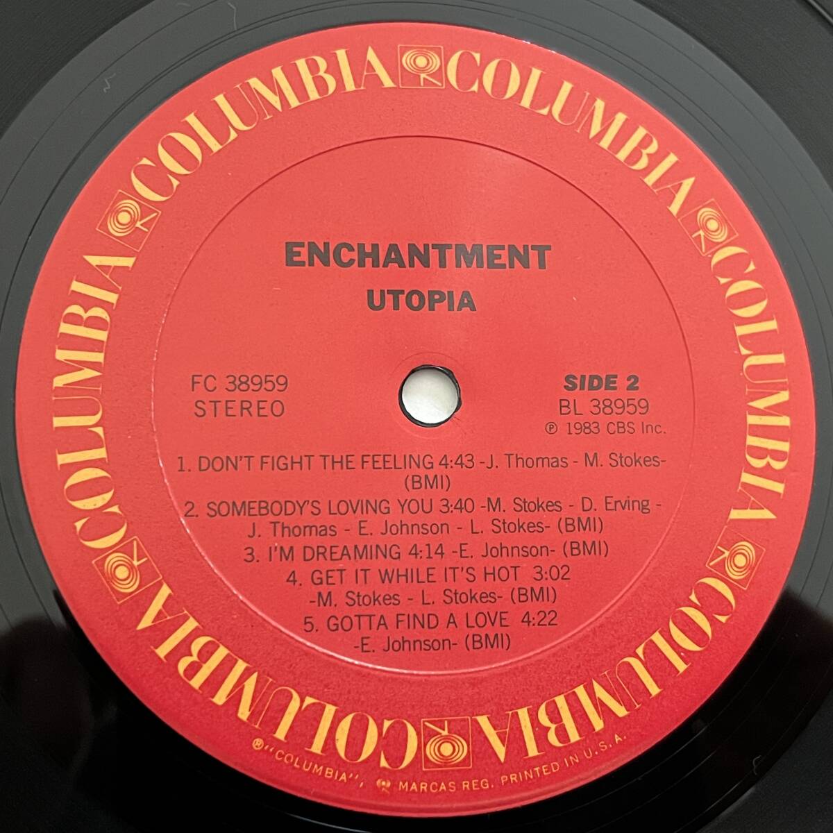 【US盤/Vinyl/12’’/両面P刻印/Columbia/FC 38959/83年盤/with Shrink残】Enchantment / Utopia ......... //Boogie, Disco, Funk, Soul//の画像6