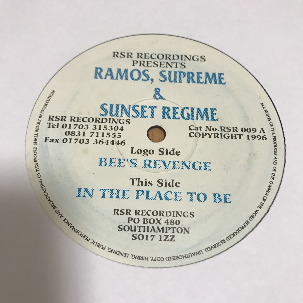 【ハピコア】Ramos, Supreme & Sunset Regime / In The Place To Be - RSR Recordings . Happy Hardcore ハッピーハードコア_画像1
