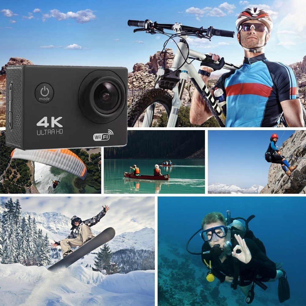 1円~送料無料 アクションカメラ 4K高画質 広角 防水 水中カメラ WIFI搭載 2インチモニター 車載モード スポーツカメラ HDMI出力 内蔵マイク_画像6