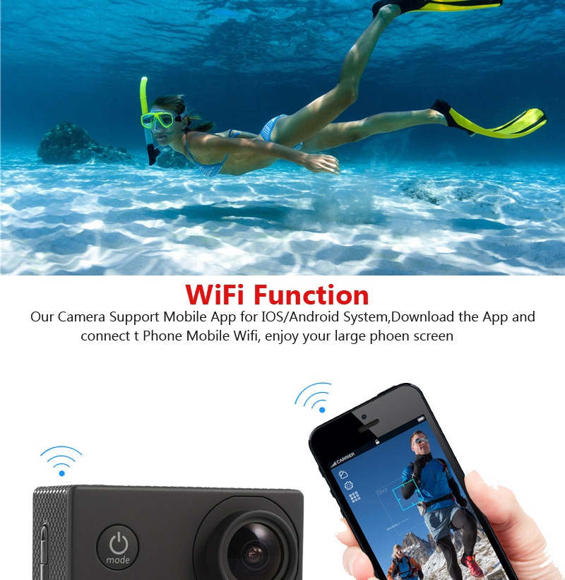 1円~送料無料 アクションカメラ 4K高画質 広角 防水 水中カメラ WIFI搭載 2インチモニター 車載モード スポーツカメラ HDMI出力 内蔵マイク_画像9