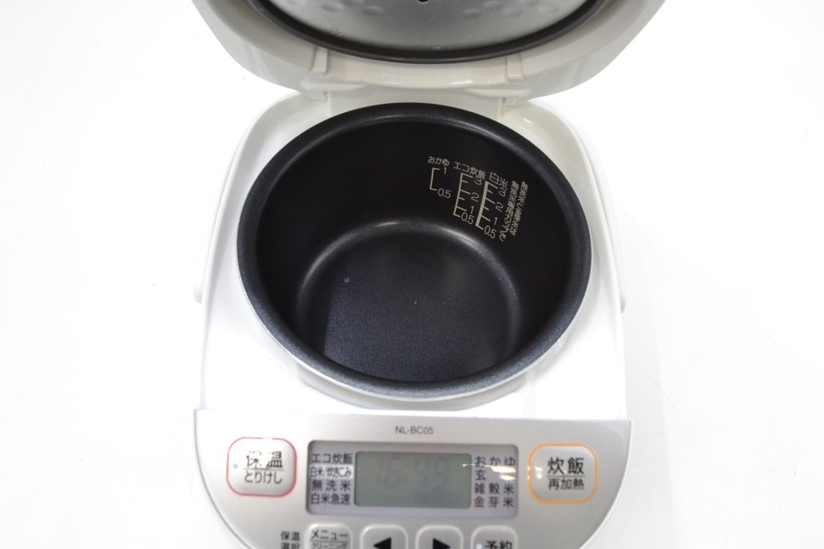 (739M 0228Y5)1円～ 象印 マイコン炊飯ジャー NL-BC05型 ホワイト 0.54L 2019年製 生活家電 調理器具_画像5