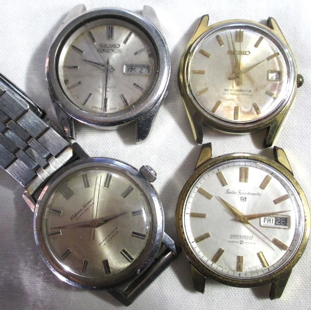 セイコー等各種稼働品4個・SEIKO マチック-R/5アクタス/セイコースポーツマチック-5/シチズンホーマー　です。_画像1