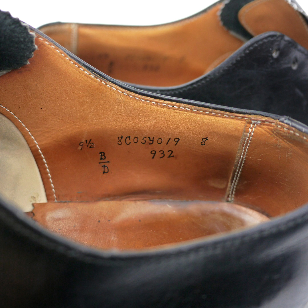 ALDEN 932 オールデン プレーントゥ カーフスキン レザー ドレス シューズ アバディーンラスト ブラック 黒 内羽根 革靴 USA製 9.5D 27.5cm