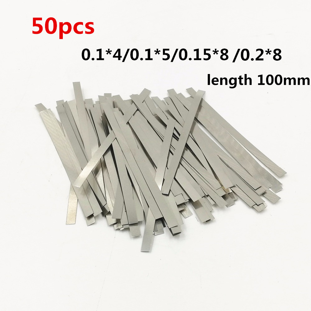 スポット溶接用品　ニッケルメッキスチールベルト　0.1mm(厚み)×5mm(幅)×10cm(長さ)　約50枚　即納可能_画像2