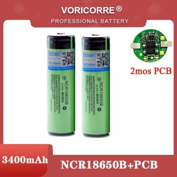 18650 リチウムイオン電池 日本製 PCB保護回路付 NCR18650B 3.7V 3400mAh 長さ69.5mmタイプ 容量保証 2本  即納の画像1