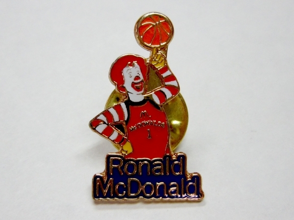 希少 McDonald's マクドナルド Ronald McDonald ドナルド ロナルド Basketball バスケットボール PINS BADGE ピンズ ピンバッジ_画像1