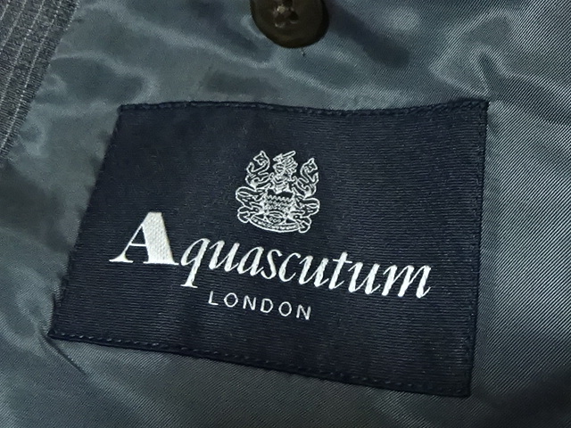 ☆ Aquascutum Online アクアスキュータム メンズ ジャケット ブレザー　グレーストライプ　良品　96AB5 毛100生地　2B　良品　ML_画像8