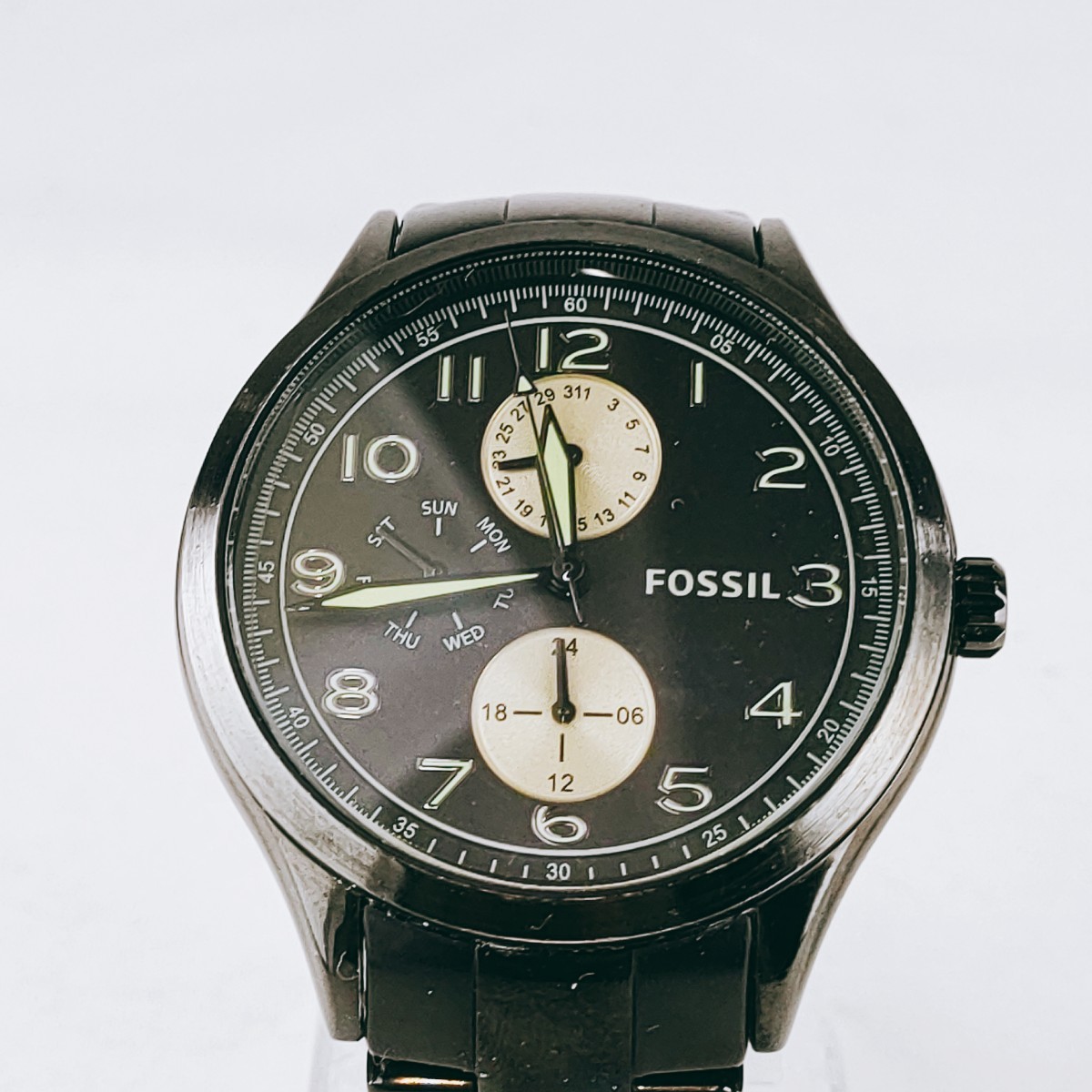 【動作品】FOSSIL フォッシル BQ2517 腕時計 アナログ 3針 黒文字盤 レディース 時計 とけい トケイ アクセサリー ヴィンテージ レトロの画像1