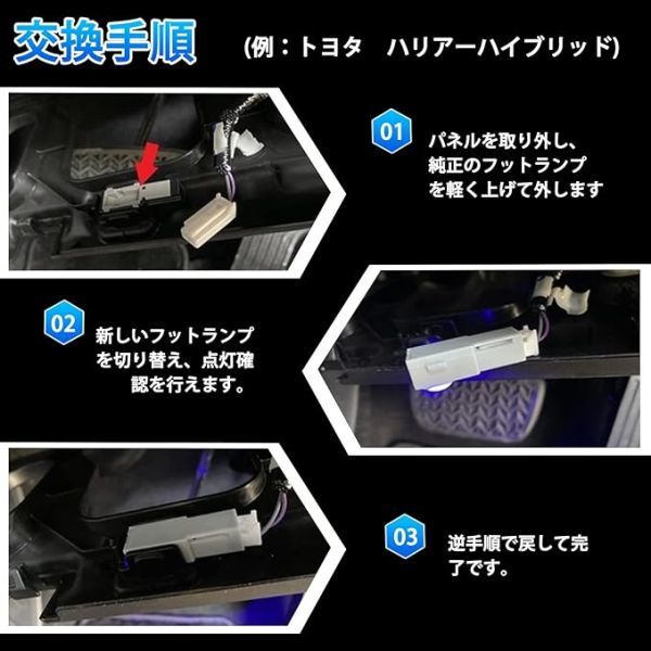 GIMUYA 新型 ハリアー 80系 フットランプ led インナーランプ トヨタ 車種専用 LEDルームランプ インテリア カス_画像7