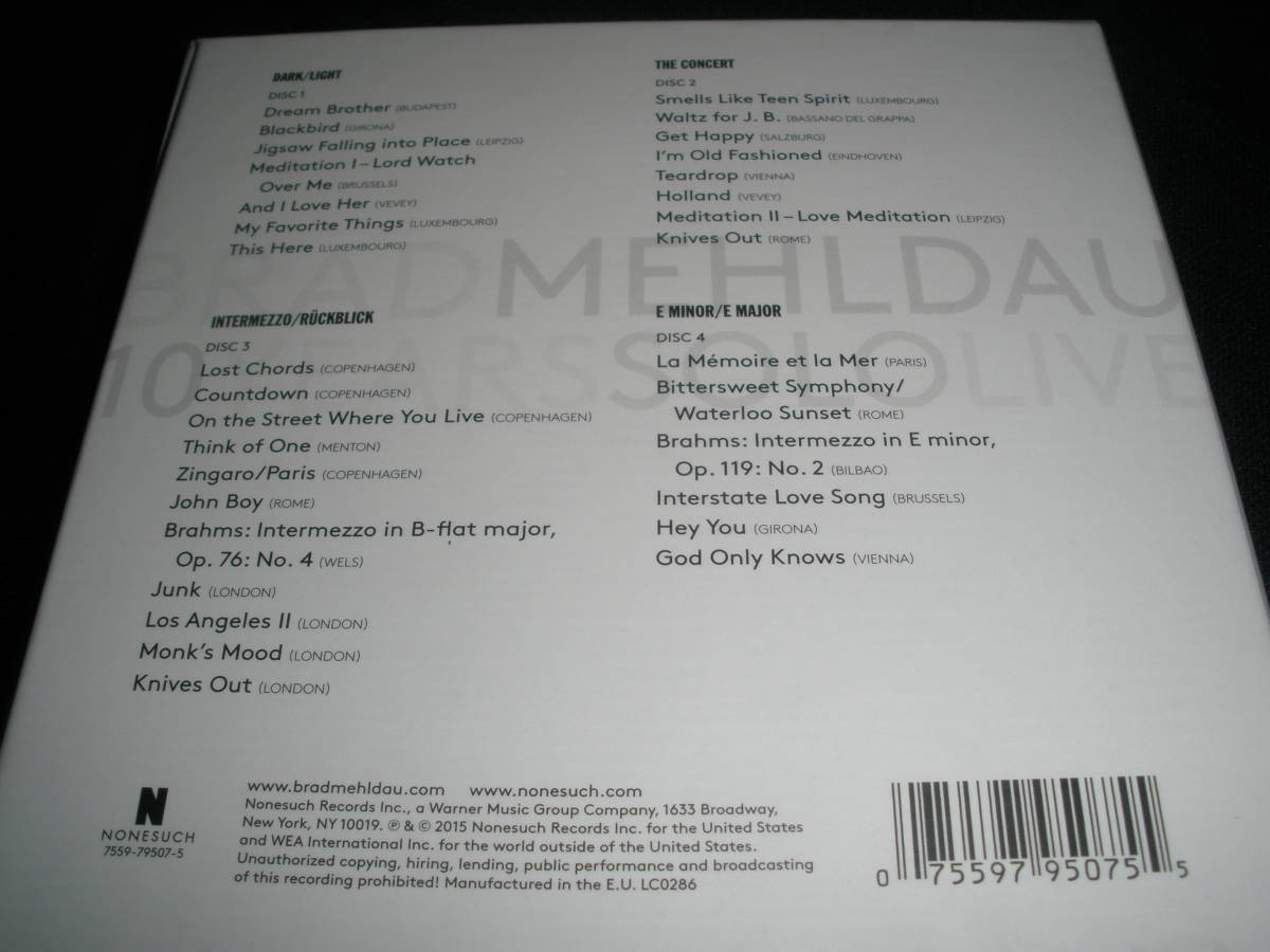 4CD 廃盤 ブラッド・メルドー 10 イヤーズ・ソロ・ライヴ 紙ジャケット Brad Mehldau 10 Years Solo Live Boxの画像2