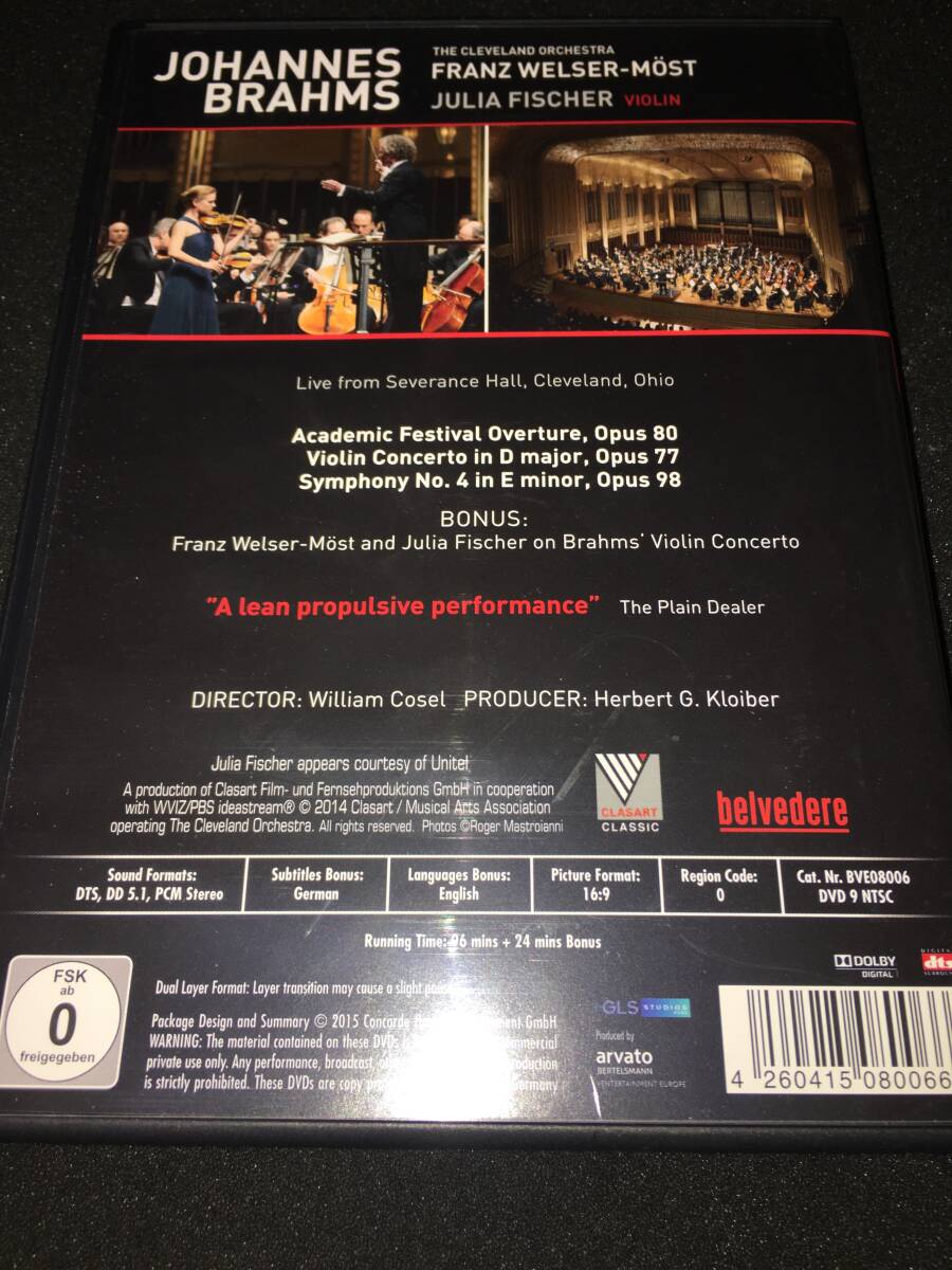 DVD ユリア フィッシャー W メストブラームス 交響曲 4番 ヴァイオリン協奏曲 大学祝典序曲 クリーヴランド Brahms Most J Fischer_DVD フィッシャー W.メストブラームス