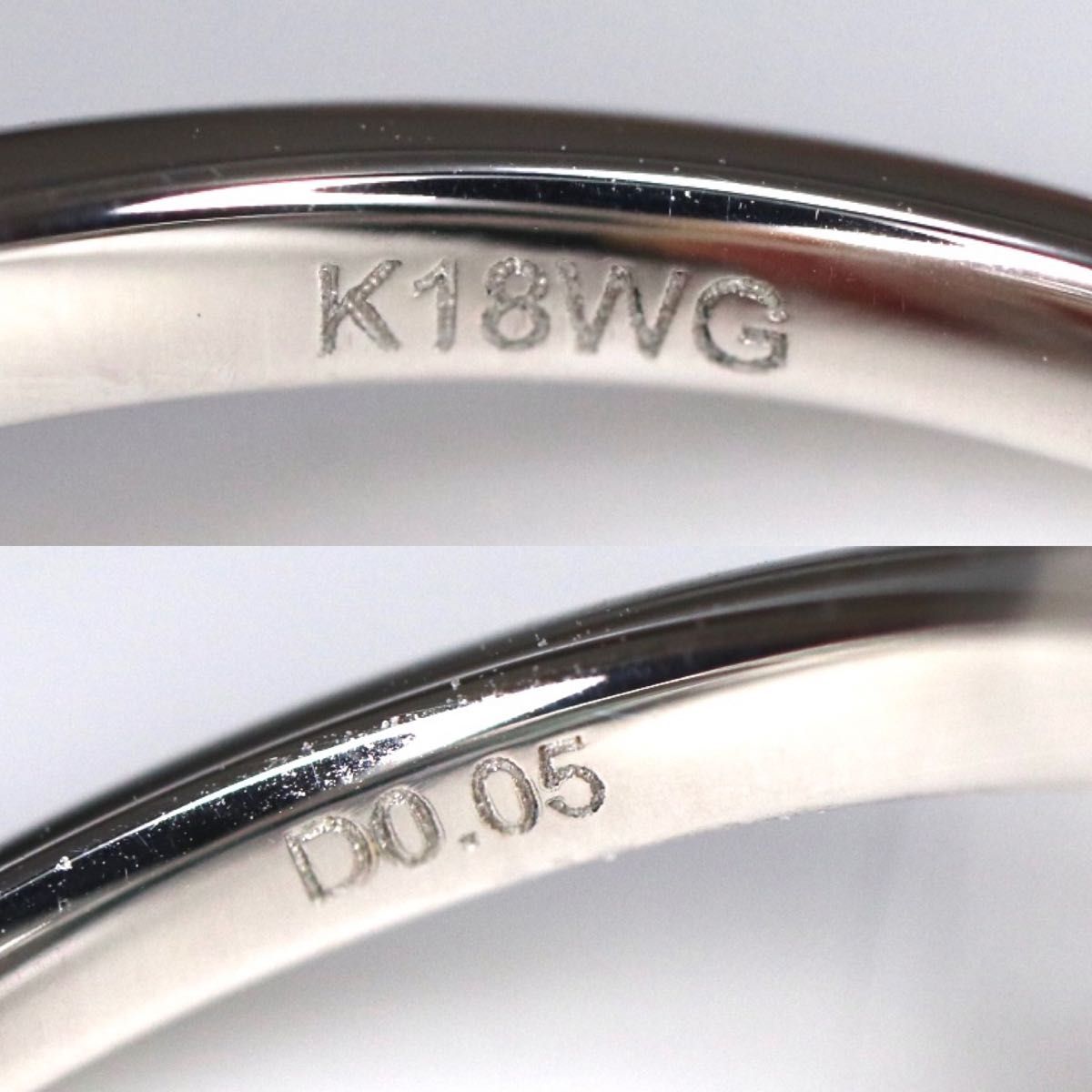 新品製造品 K18WG アコヤパールダイヤモンドリング 7mm 0.05ct 12号