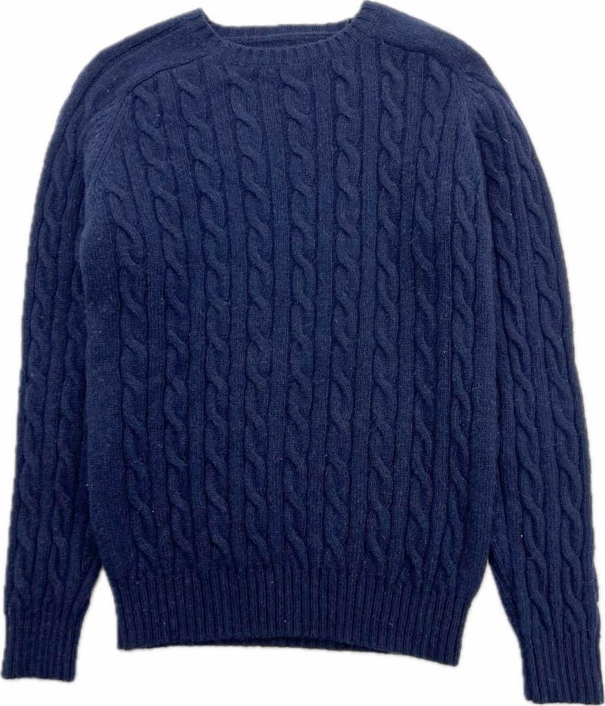 BEAMS PLUS * cable wool knitted sweater shirt navy blue M Classic American Casual Ame tiger old clothes popular Beams plus #BJ211