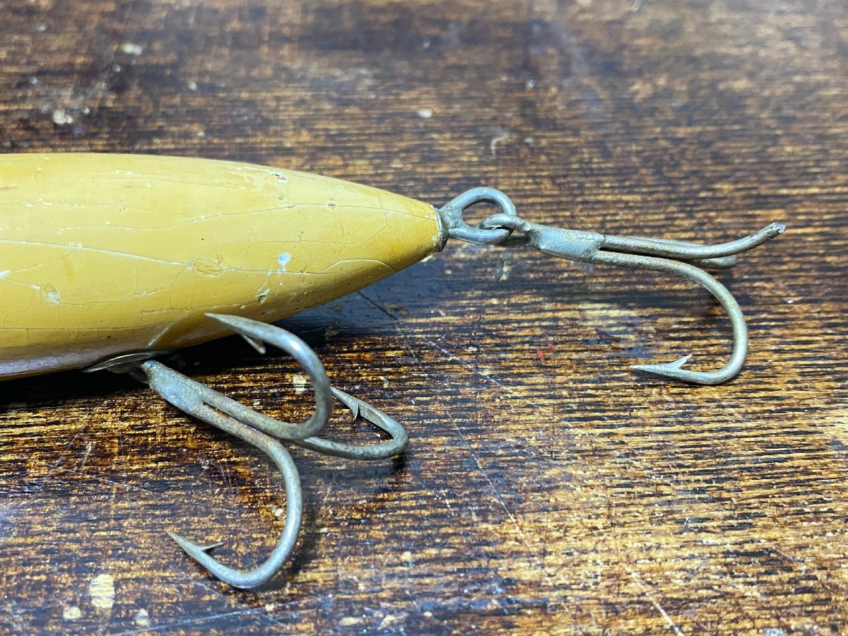 SOUTHBEND Musky BASSORENO ＜12cm 34g＞ウッド!! オールド!! ビッグプラグ!! 希少!!1930年代/サウスベンド バスオレノB級プラググラスアイ_画像7