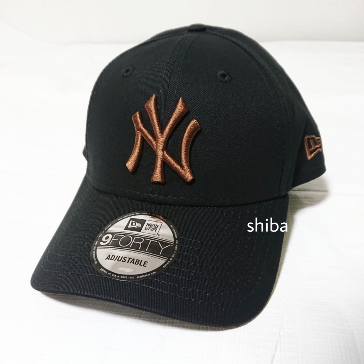 NEW ERA ニューエラ 正規品 キャップ 帽子 黒 ブラック オレンジ ヤンキース NY 野球 MLB ユニセックス_画像1