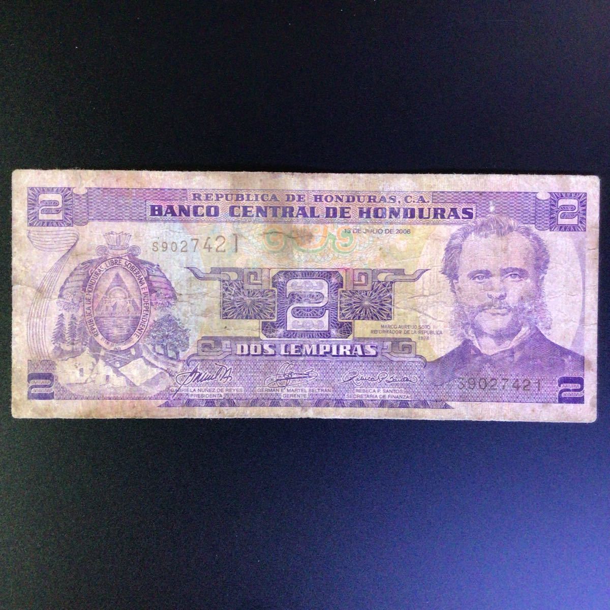 World Paper Money HONDURAS 2 Lempiras【2006】_画像1