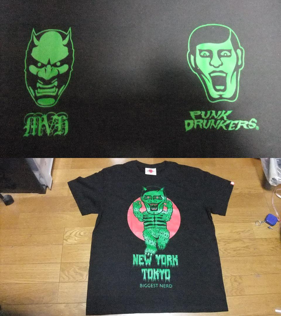 未使用 パンクドランカーズ punkdrunkers コラボ フィギュア Tシャツ XL 黒 悪魔 Mutant Vinyl Hardcore 人形 トイ toy