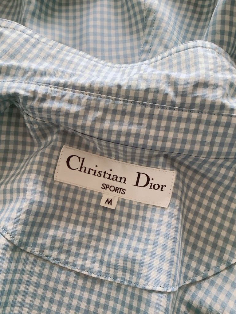 [Christian Dior SPORTS] Christian Dior sport silk . silver chewing gum check jacket / jumper coat light blue 