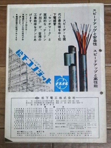 松下電工ニュース　第91号 1960年9月号 昭和35年　いとしこいし 柳沢真一　ナショナル 松下電器工業 年代物 当時物 会報 冊子 当時資料_画像2