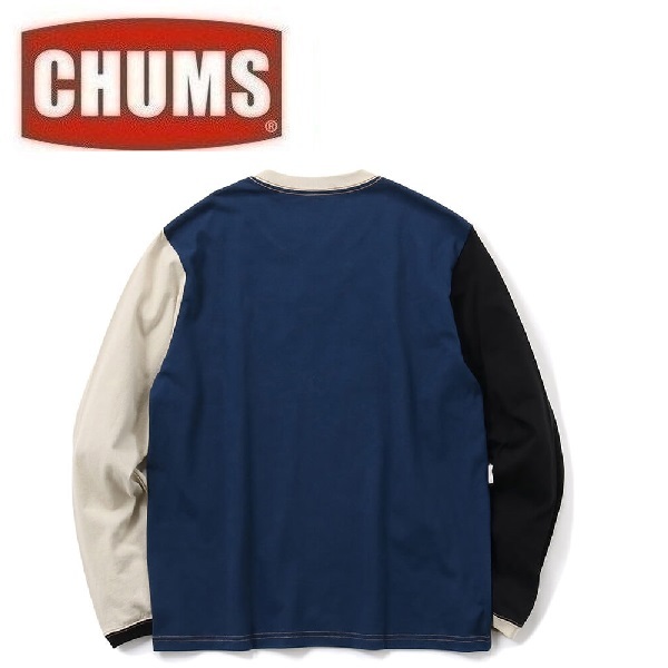 CHUMS チャムス ロゴブラッシュドロングTシャツ ベージュクレイジー XL　CH01-2302　メンズ　長袖　ロンＴ　アウトドア_画像2