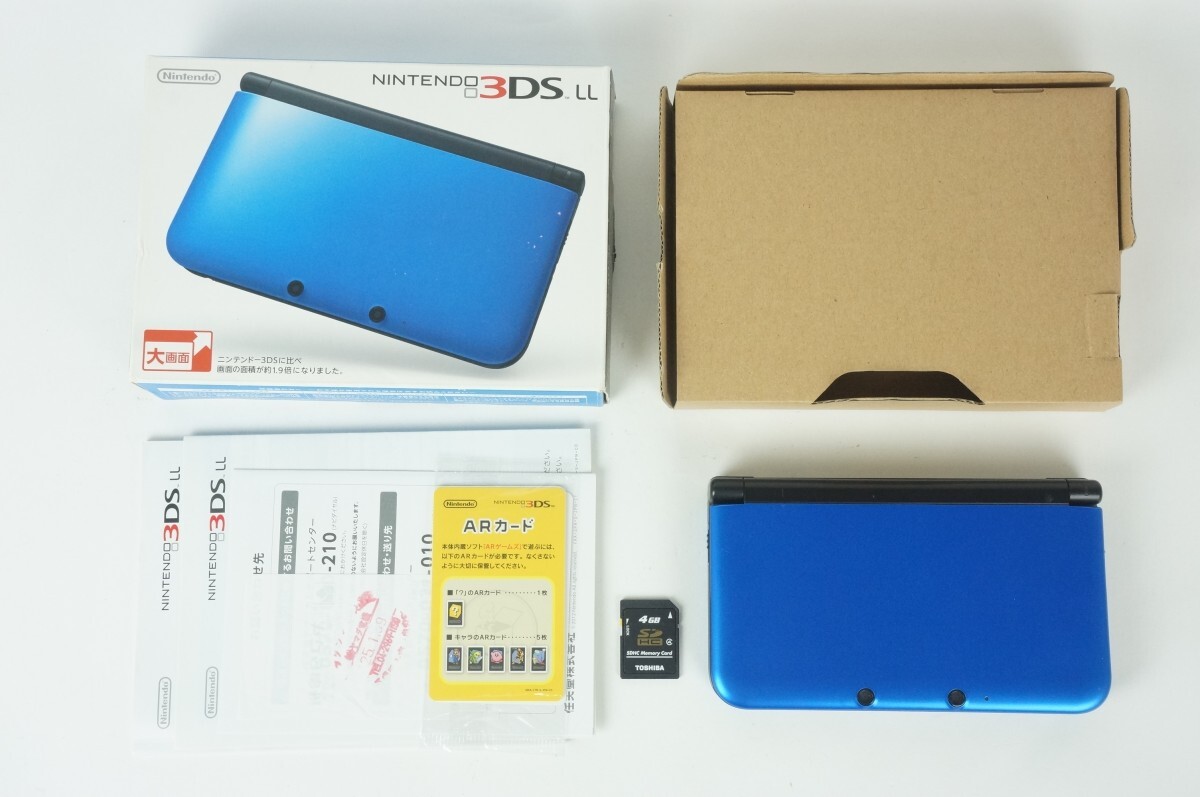 【動作品】3DSLL　本体　ブルー ブラック　ARカード未開封　メモリ4GB付　箱付き　Nintendo　ニンンテンドー　任天堂　中古