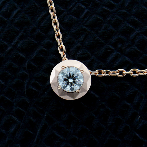  Pola necklace lady's 1P diamond D0.10ct pink gold POLA 750PG used 